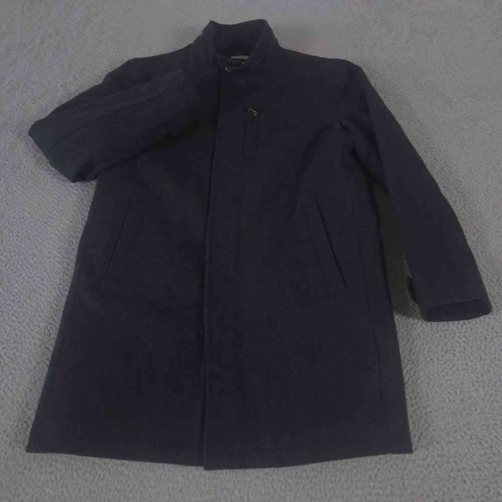Perry Ellis Portfolio Jacket Mens L Black Wool Blend Quilted Lining Car Coat